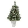 3.5ft. Unlit Snowed French Alps Mountain Pine Artificial Christmas Tree With Pinecones In Metal Planter -Christmas Designers Store D322580S 1