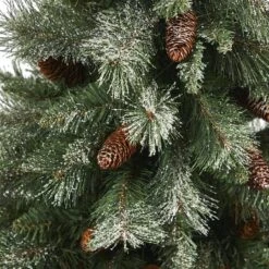 3.5ft. Unlit Snowed French Alps Mountain Pine Artificial Christmas Tree With Pinecones In Metal Planter 10 3.5ft. Unlit Snowed French Alps Mountain Pine Artificial Christmas Tree With Pinecones In Metal Planter -Christmas Designers Store D322580S 3