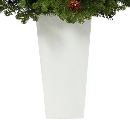 3.5ft. Pre-Lit Yukon Mountain Fir Artificial Christmas Tree In White Planter, Clear Lights 9 3.5ft. Pre-Lit Yukon Mountain Fir Artificial Christmas Tree In White Planter, Clear Lights - Image 7