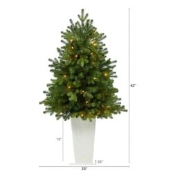 3.5ft. Pre-Lit Washington Fir Artificial Christmas Tree In Tower Planter, Clear Lights -Christmas Designers Store D322672S 2