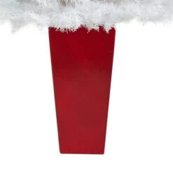 4.5ft. Pre-Lit White Artificial Christmas Tree In Red Planter, Clear LED Lights -Christmas Designers Store D322680S 6