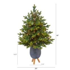 3.5ft. Pre-Lit North Carolina Fir Artificial Christmas Tree In Gray Planter With Stand, Clear Lights -Christmas Designers Store D322712S 2