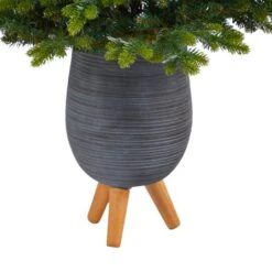 3.5ft. Pre-Lit North Carolina Fir Artificial Christmas Tree In Gray Planter With Stand, Clear Lights -Christmas Designers Store D322712S 6