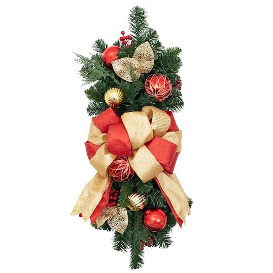 Haute Decor 26" Pre-Lit Madison Christmas Staircase Swag 3 Haute Decor 26" Pre-Lit Madison Christmas Staircase Swag