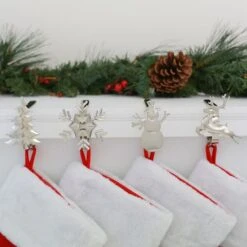 Original MantleClip® Silver Assorted Holiday Icons Stocking Holders, 4ct. -Christmas Designers Store D349363S 2