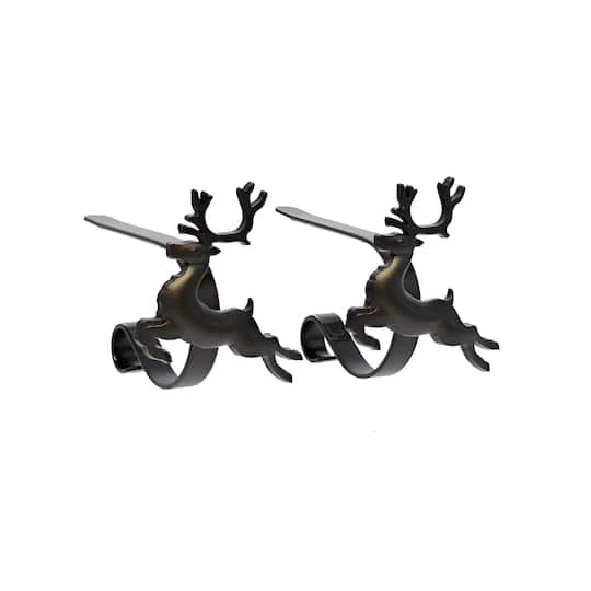Original MantleClip® Matte Black Reindeer Icons Stocking Holders, 2ct. 3 Original MantleClip® Matte Black Reindeer Icons Stocking Holders, 2ct.