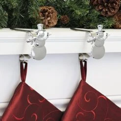 Original MantleClip® Silver Snowman Icons Stocking Holders, 2ct. -Christmas Designers Store D349380S 2