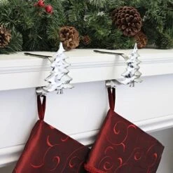 Original MantleClip® Silver Tree Icons Stocking Holders, 2ct. 7 Original MantleClip® Silver Tree Icons Stocking Holders, 2ct. -Christmas Designers Store D349381S 2