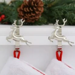 Original MantleClip® Silver Reindeer Icons Stocking Holders, 2ct. -Christmas Designers Store D349384S 2