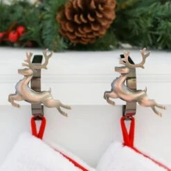 Original MantleClip® Oil-Rubbed Bronze Reindeer Icons Stocking Holders, 2ct. -Christmas Designers Store D349385S 2