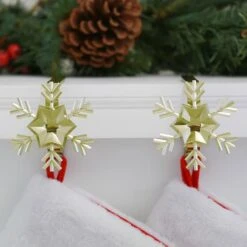 Original MantleClip® Gold Snowflake Icons Stocking Holders, 2ct. -Christmas Designers Store D349403S 2