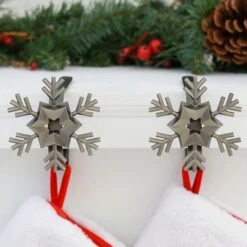Original MantleClip® Pewter Snowflake Icons Stocking Holders, 2ct. -Christmas Designers Store D349404S 2