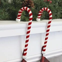 Haute Decor Velvet Candy Cane Stocking Holder, 2ct. -Christmas Designers Store D349414S 2