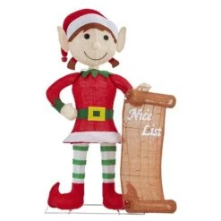 Haute Decor 3.5ft. LED Christmas Girl Elf Outdoor Décor -Christmas Designers Store D349464S 2