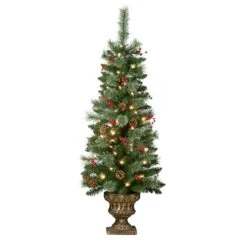 4ft. Pre-Lit Caroline Artificial Porch Christmas Tree, Warm White LED Lights