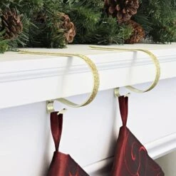 Original MantleClip® Gold Glitter Stocking Holders, 2ct. 7 Original MantleClip® Gold Glitter Stocking Holders, 2ct. -Christmas Designers Store D349580S 2