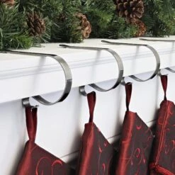 Original MantleClip® Brushed Nickel Stocking Holders, 4ct. 7 Original MantleClip® Brushed Nickel Stocking Holders, 4ct. -Christmas Designers Store D349587S 2