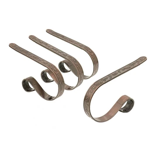 Original MantleClip® Holly Embossed Oil-Rubbed Bronze Stocking Holders, 4ct. 3 Original MantleClip® Holly Embossed Oil-Rubbed Bronze Stocking Holders, 4ct.