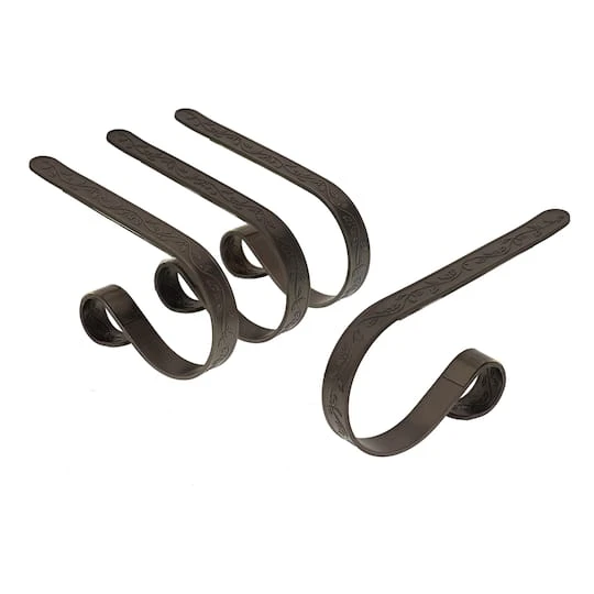 Original MantleClip® Holly Embossed Pewter Stocking Holders, 4ct. 4 Original MantleClip® Holly Embossed Pewter Stocking Holders, 4ct. - Image 2