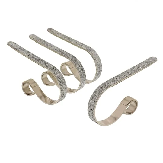 Original MantleClip® Silver Glitter Stocking Holders, 4ct. 4 Original MantleClip® Silver Glitter Stocking Holders, 4ct. - Image 2