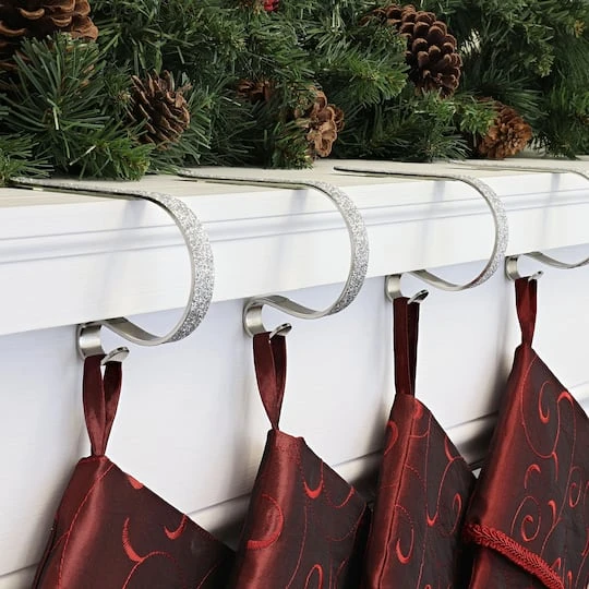 Original MantleClip® Silver Glitter Stocking Holders, 4ct. 5 Original MantleClip® Silver Glitter Stocking Holders, 4ct. - Image 3