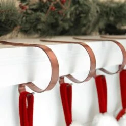 Original MantleClip® Brushed Copper Stocking Holders, 4ct. -Christmas Designers Store D349604S 2