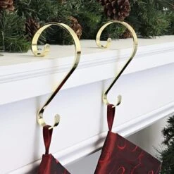 Haute Decor Stocking Scroll® Brass Stocking Holders, 2ct. 7 Haute Decor Stocking Scroll® Brass Stocking Holders, 2ct. -Christmas Designers Store D349623S 2
