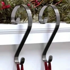 Haute Decor Stocking Scroll® Brushed Nickel Stocking Holders, 2ct. -Christmas Designers Store D349628S 2