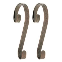 Haute Decor Stocking Scroll® Holly Embossed Oil-Rubbed Bronze Stocking Holders, 2ct.