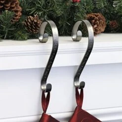 Haute Decor Stocking Scroll® Holly Embossed Pewter Stocking Holders, 2ct. -Christmas Designers Store D349633S 2