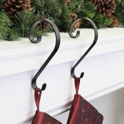 Haute Decor Stocking Scroll® Matte Black Stocking Holders, 2ct. -Christmas Designers Store D349637S 2