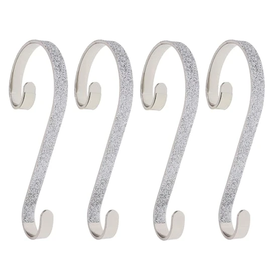 Haute Decor Stocking Scroll® Silver Glitter Stocking Holders, 4ct. 4 Haute Decor Stocking Scroll® Silver Glitter Stocking Holders, 4ct. - Image 2