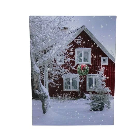 Northlight LED Lighted Red Snowy Barn House Christmas Wall Art 7 Northlight LED Lighted Red Snowy Barn House Christmas Wall Art - Image 5