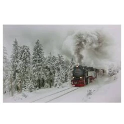 Northlight Winter Woods Train Fiber Optic & LED Lighted Canvas Wall Art -Christmas Designers Store D361844S 1 1
