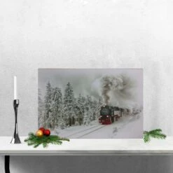Northlight Winter Woods Train Fiber Optic & LED Lighted Canvas Wall Art -Christmas Designers Store D361844S 2