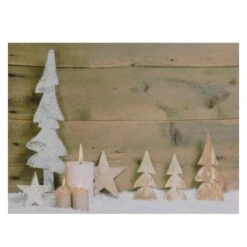 Northlight LED Lighted Flickering Candles And Winter Wooden Trees Canvas Wall Art -Christmas Designers Store D361854S 1 1