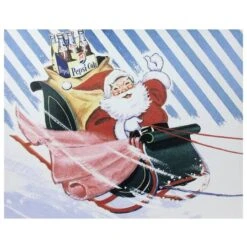 Northlight LED Back Lit Santa Claus & Sleigh Pepsi Christmas Wall Art