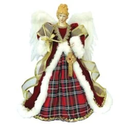 Santa's Workshop 16" Red Plaid Angel Tree Topper