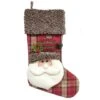 Santa's Workshop 19" Plaid Santa Pal Stocking 1 Santa's Workshop 19" Plaid Santa Pal Stocking -Christmas Designers Store D362372S 1