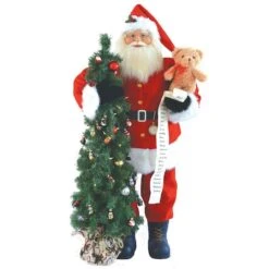 Santa's Workshop 48" Santa With Teddy Bear & Tree -Christmas Designers Store D362523S 1 1