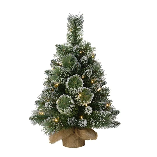 2ft. Pre-Lit Artificial Christmas Tree In Burlap Sack, Warm White LED Lights 3 2ft. Pre-Lit Artificial Christmas Tree In Burlap Sack, Warm White LED Lights