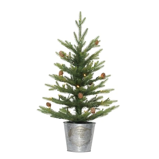 2 Ft. Pre-Lit Table Top Artificial Christmas Tree In Metal Pot 4 2 Ft. Pre-Lit Table Top Artificial Christmas Tree In Metal Pot - Image 2