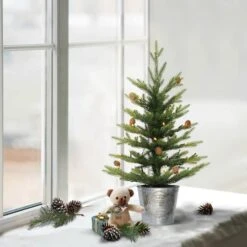 2 Ft. Pre-Lit Table Top Artificial Christmas Tree In Metal Pot 9 2 Ft. Pre-Lit Table Top Artificial Christmas Tree In Metal Pot -Christmas Designers Store D393393S 3