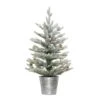 2 Ft. Pre-Lit Flocked Table Top Artificial Christmas Tree In Metal Pot -Christmas Designers Store D393395S 1