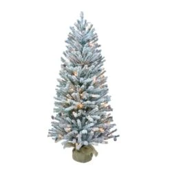 3 Ft. Pre-Lit Flocked Fir Artificial Christmas Tree, 50 Lights