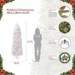 6.5ft. Pre-Lit White Pencil Northern Fir Artificial Christmas Tree, White Lights 13 6.5ft. Pre-Lit White Pencil Northern Fir Artificial Christmas Tree, White Lights -Christmas Designers Store D393474S 5