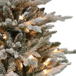 2ft. Pre-Lit Potted Flocked Pencil Arctic Fir Artificial Christmas Tree, Clear Lights -Christmas Designers Store D393479S 2