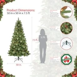 7.5ft. Pre-Lit Western Pine Artificial Christmas Tree, Clear Lights 13 7.5ft. Pre-Lit Western Pine Artificial Christmas Tree, Clear Lights -Christmas Designers Store D393492S 5