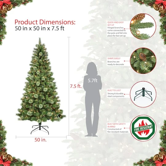 7.5ft. Pre-Lit Western Pine Artificial Christmas Tree, Clear Lights 8 7.5ft. Pre-Lit Western Pine Artificial Christmas Tree, Clear Lights - Image 6