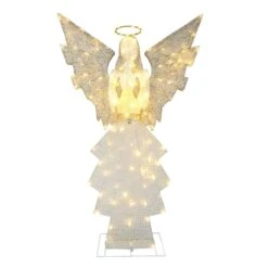 60" Gold & White Outdoor Lighted Angel, Clear LED Lights 6 60" Gold & White Outdoor Lighted Angel, Clear LED Lights -Christmas Designers Store D393495S 1 1
